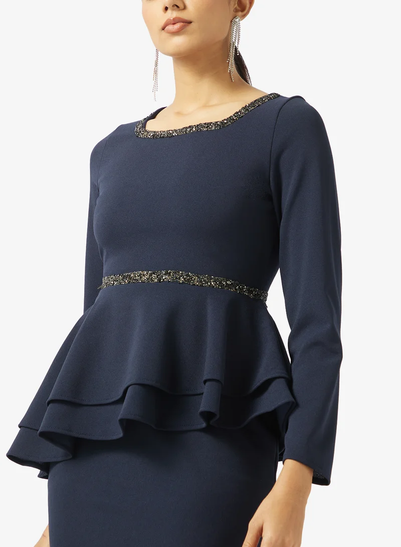 Khizana  High neck Peplum Dress for Women | Best Price UAE